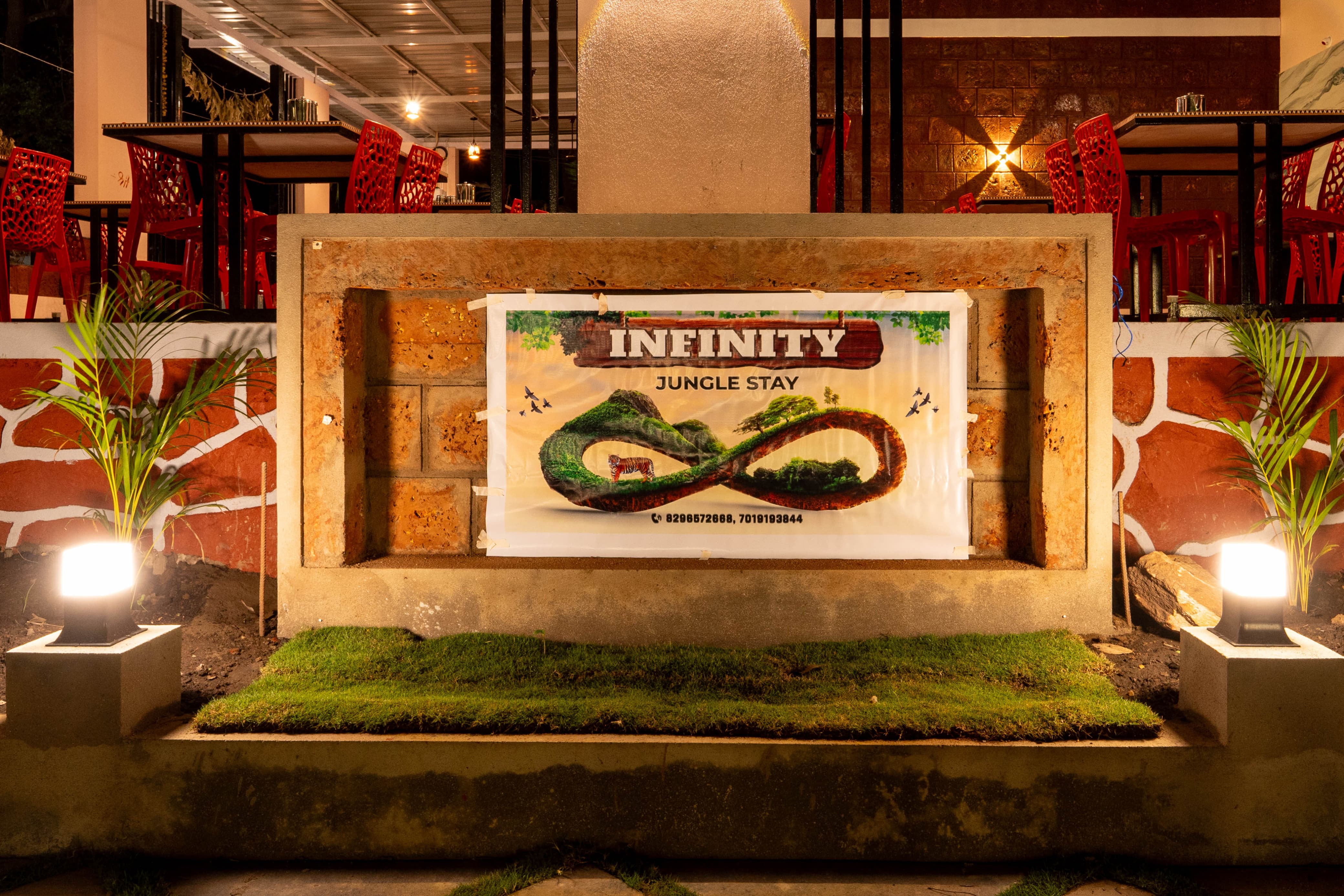 Infinity Junglestay sign and logo at the entrance